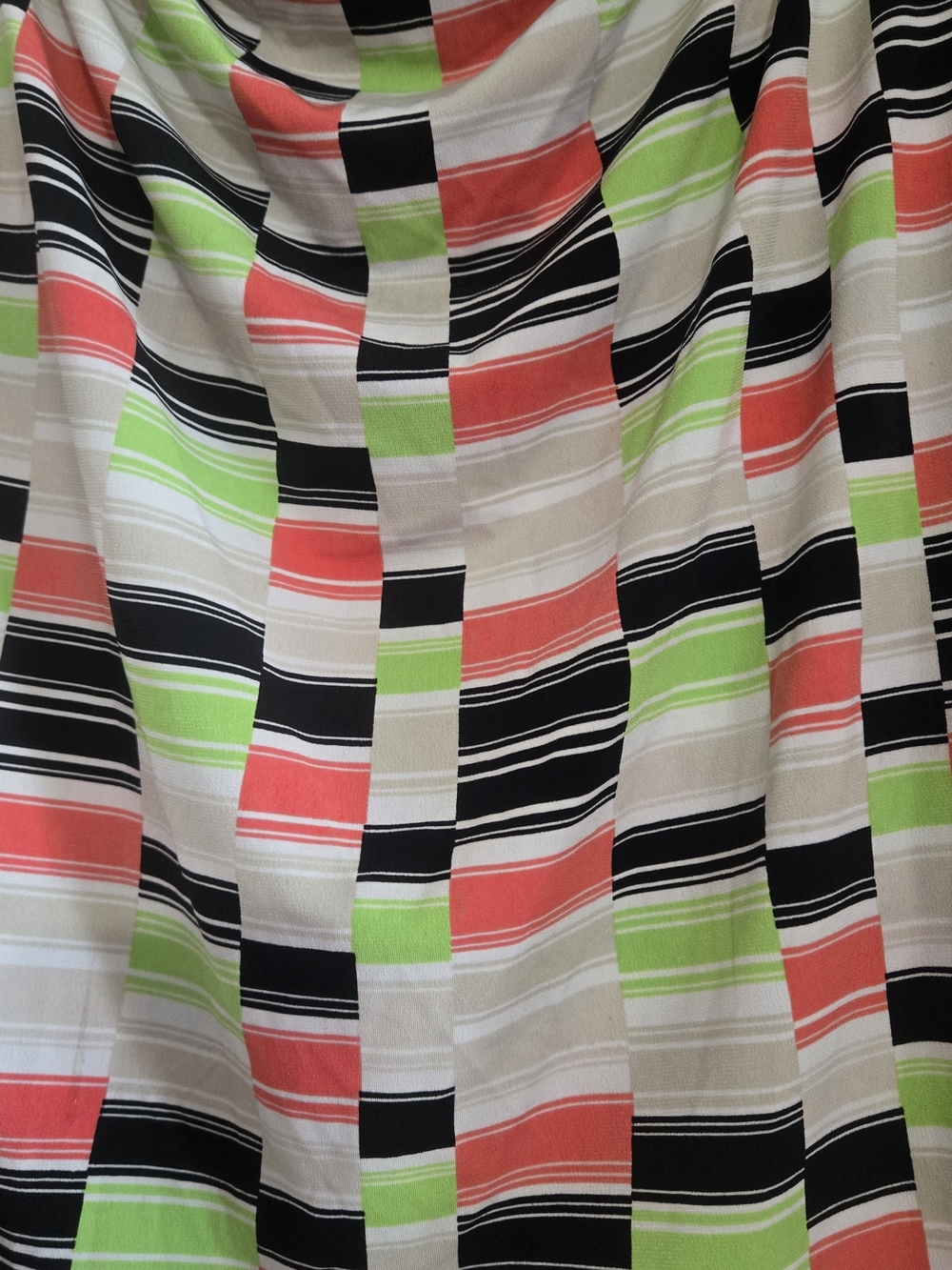 Evan Picone Striped Sleeveless Top in Coral, Lime & Black - Picture 2 of 3